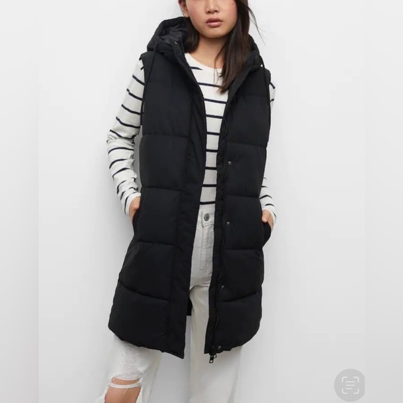 ❤️MANGO like-new long hooded quilted vest XS - Picture 6 of 11